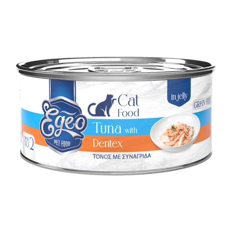 Egeo Grain Free Adult Cat Food Tuna with Dentex in Jelly 85gr (No 2) (Τόνος με Συναγρίδα σε Ζελέ)