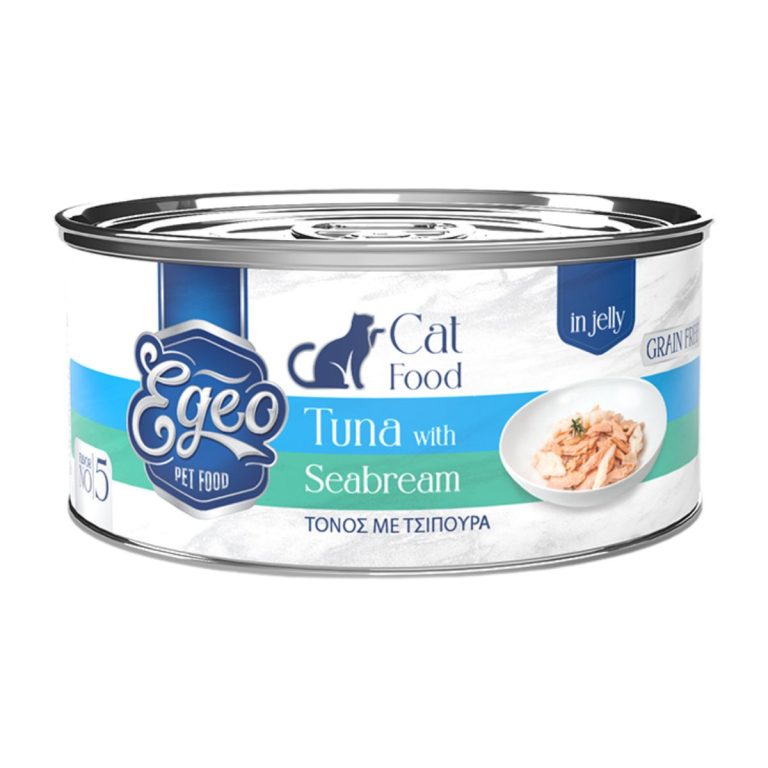 Egeo Grain Free Adult Cat Food Tuna with Seabream in Jelly 85gr (No 5) (Τόνος με Τσιπούρα σε Ζελέ)