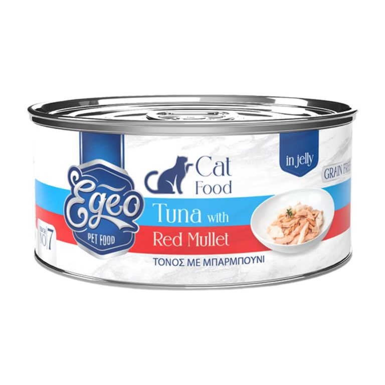 Egeo Grain Free Adult Cat Food Tuna with Red Mullet in Jelly 85gr (No 7) (Τόνος με Μπαρμπούνι σε Ζελέ)