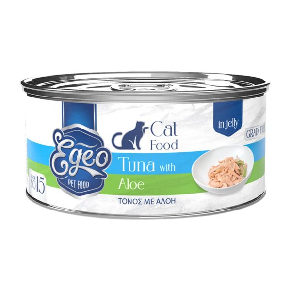 Egeo Grain Free Adult Cat Food Tuna with Aloe in Jelly 85gr (No 15) (Τόνος με Αλόη σε Ζελέ)