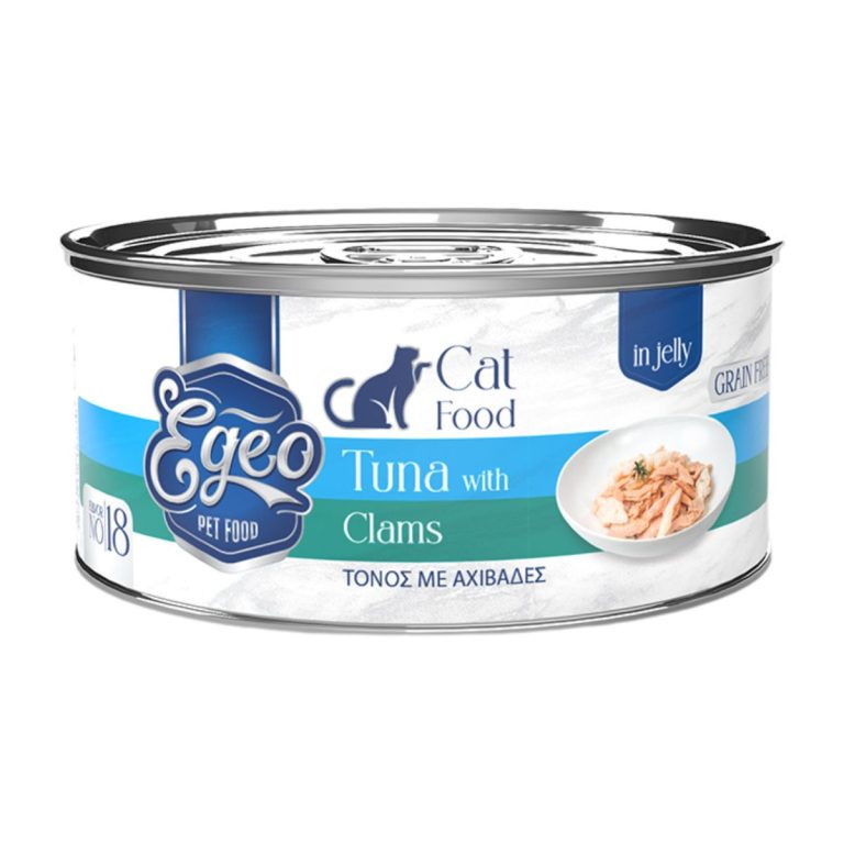 Egeo Grain Free Adult Cat Food Tuna with Clams in Jelly 85gr (No 18) (Τόνος με Αχιβάδες σε Ζελέ)