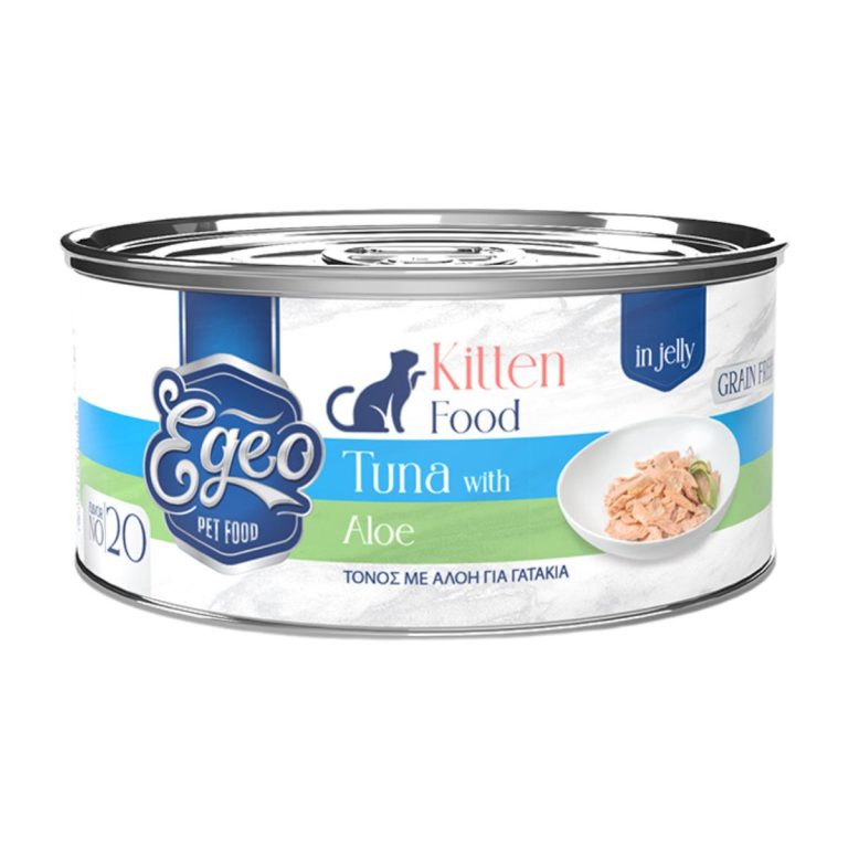 Egeo Grain Free Kitten Cat Food Tuna with Aloe in Jelly 85gr (No 20) (Τόνος με Αλόη σε Ζελέ)