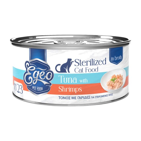 Egeo Adult Sterilised Cat Food Tuna with Shrimps in Broth 70gr (No 23) (Τόνος με Γαρίδες σε Ζωμό)