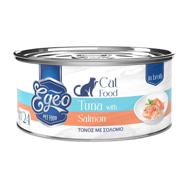 Egeo Adult Cat Food Tuna with Salmon in Broth 70gr (No 24) (Τόνος με Σολομός σε Ζωμό)