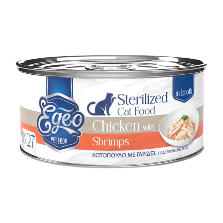 Egeo Adult Sterilised Cat Food Chicken with Shrimps in Broth 70gr (No 27) (Κοτόπουλο με Γαρίδες σε Ζωμό)