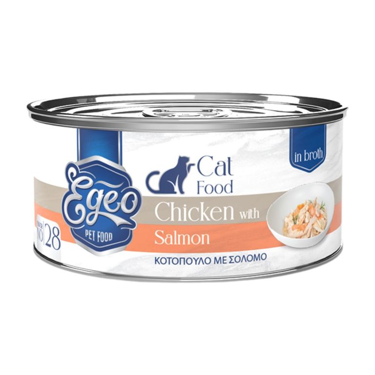 Egeo Adult Cat Food Chicken with Salmon in Broth 70gr (No 28) (Κοτόπουλο με Σολομός σε Ζωμό)