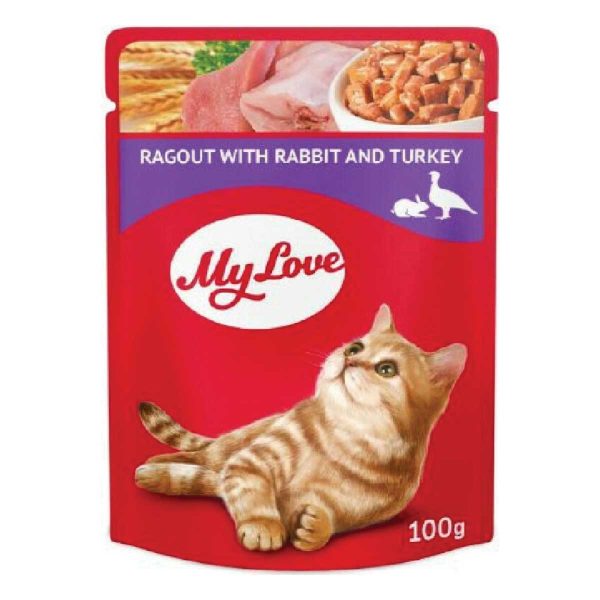 My Love Adult Cat Ragout with Rabbit & Turkey 100gr (Ραγού με Κουνέλι & Γαλοπούλα)