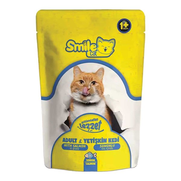 Smile Cat Adult Cat Wet Food with Salmon in Gravy 100gr (Σολομός σε Σάλτσα)