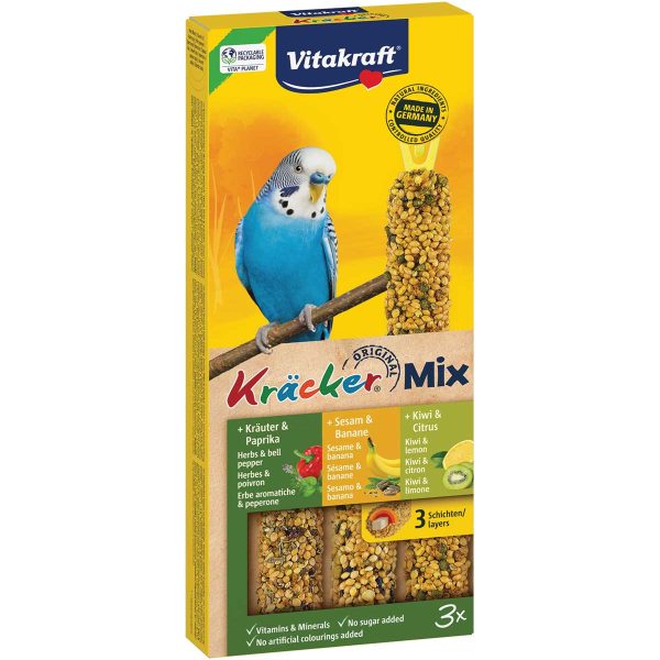 Vitakraft Kracker Triple with Banana - Herbs - Kiwi 90gr (με Μπανάνα - Βότανα - Ακτινίδιο για Παπαγαλάκια)