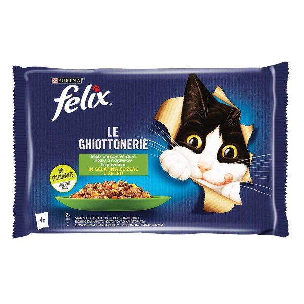 Felix Le Ghiottonerie Cat Food with Meat & Vegetables 4 x 85gr (με Ποικιλία Λαχανικών σε Ζελέ)