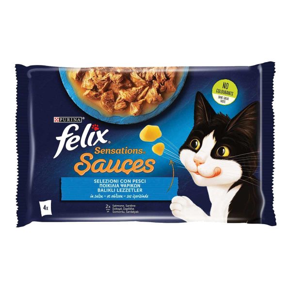 Felix Sensations Sauces Cat Food with Fish 4 x 85gr (με Ποικιλία Ψαρικών)