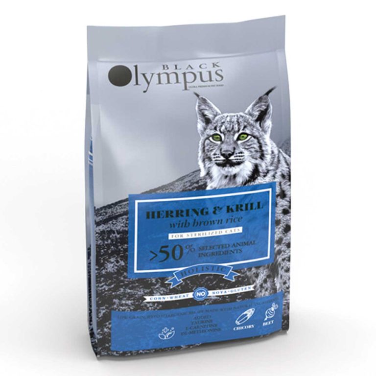 Black Olympus Low Grain Cat Sterilised Herring & Krill 8kg (Ρέγγα - Γαρίδα Krill)