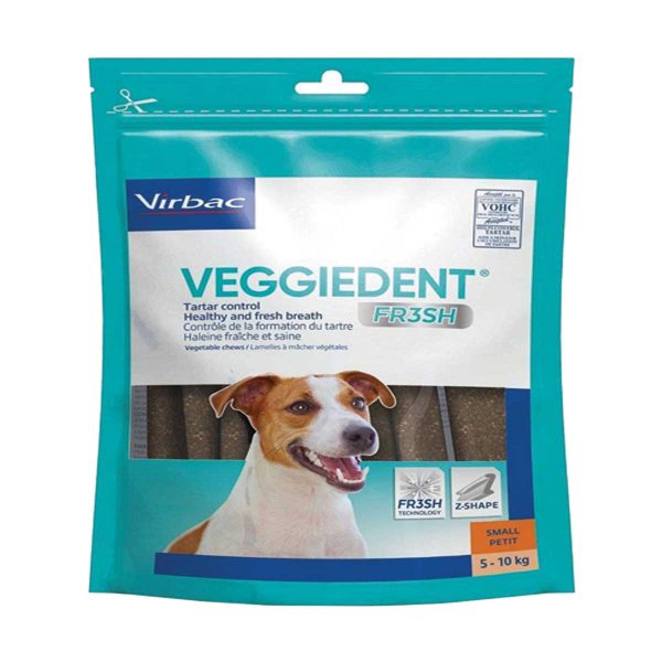 VeggieDent Fresh - Μασώμενο Σνακ για Οδοντική Φροντίδα Σκύλου (Small - 5-10kg) 15τμχ/255gr