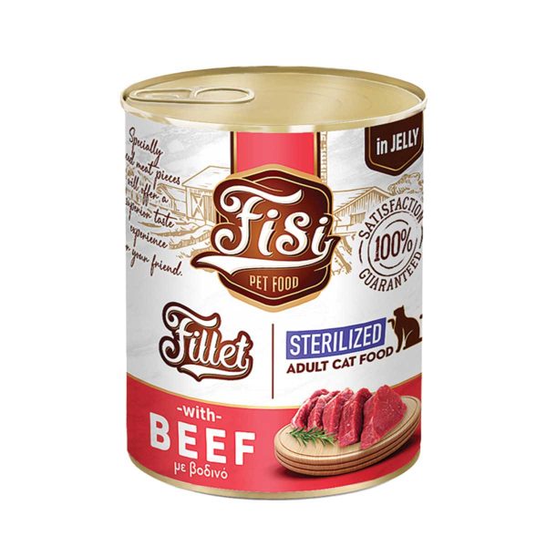 Fisi Fillet Premium Sterilised Adult Cat with Beef in Jelly 400gr (Βοδινό σε Ζελέ)