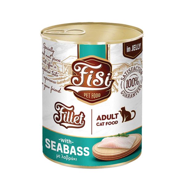 Fisi Fillet Premium Cat Adult with Seabass in Jelly 400gr (Λαβράκι σε Ζελέ)