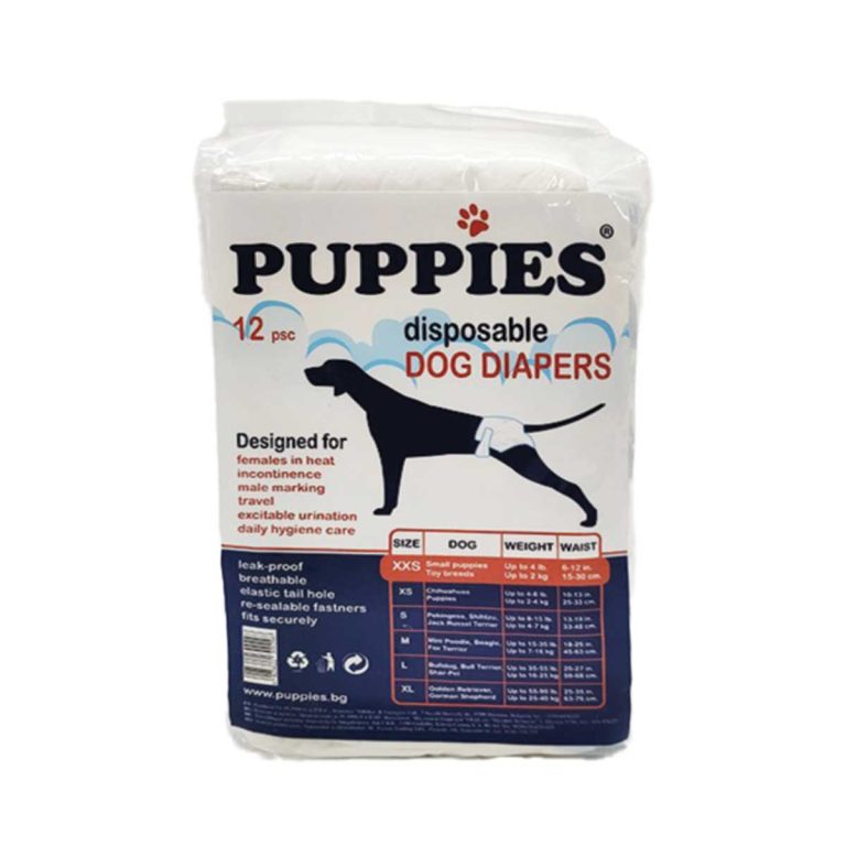 Puppies Disposable Dog Diapers XXS 12pcs 15-30cm (Πάνα Βρακάκι Σκύλου 0-2kg)