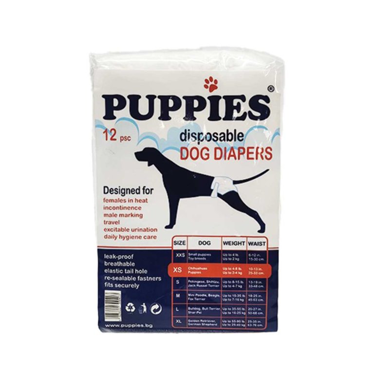 Puppies Disposable Dog Diapers XS 12pcs 25-33cm (Πάνα Βρακάκι Σκύλου 2-4kg)