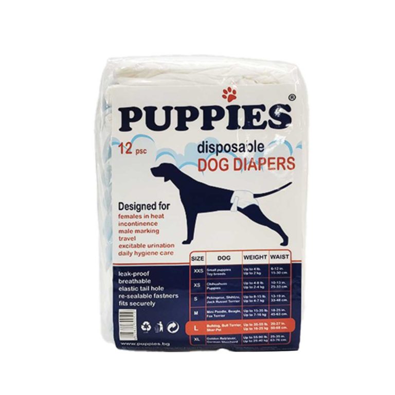 Puppies Disposable Dog Diapers Large 12pcs 50-68cm (Πάνα Βρακάκι Σκύλου 16-25kg)