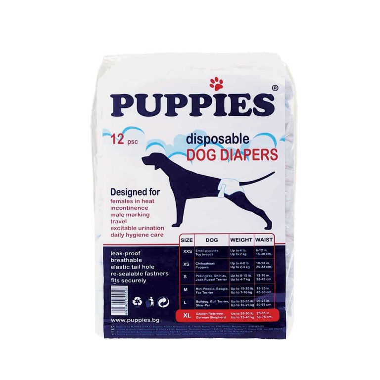Puppies Disposable Dog Diapers XLarge 12pcs 63-76cm (Πάνα Βρακάκι Σκύλου 25-40kg)