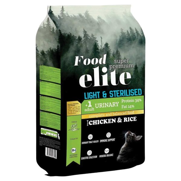 Food Elite Super Premium Light Sterilised Urinary Cat Food with Chicken & Rice 15kg (Για Στειρωμένες - Κοτόπουλο & Ρύζι)