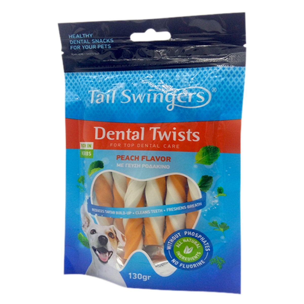 201-1144 Tail Swingers Dental Twists Peach Flavor 130gr (Ροδάκινο)