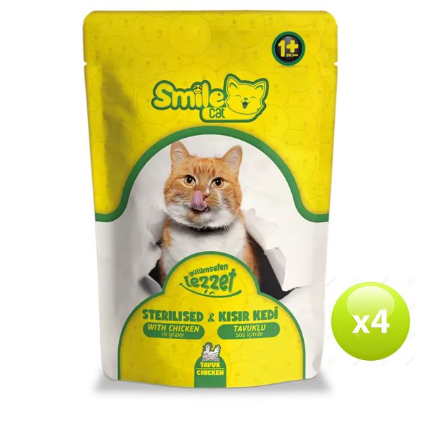 ΠΡΟΣΦΟΡΑ: 4 φακελάκια Smile Adult Cat Sterilised Wet Food (4 x 100gr Κοτόπουλο Σε Σάλτσα)