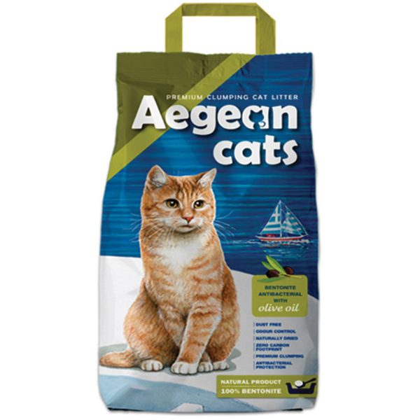 Aegean Cat Litter Betonite Olive Oil 10kg (Άμμος Μπετονίτη - Ελαιόλαδο)