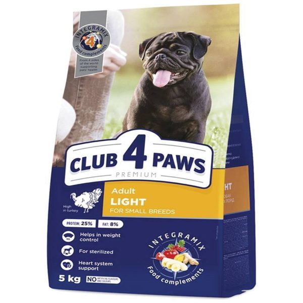 Club 4 Paws Adult Small Dog Light Turkey 5kg Ξηρά Τροφή για Μικρόσωμους Σκύλους με Γαλοπούλα