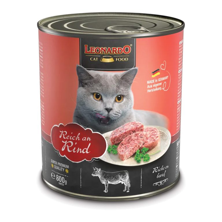 Leonardo Adult Cat Wetfood with Beef 800gr Κονσέρβα Γάτας με Βοδινό