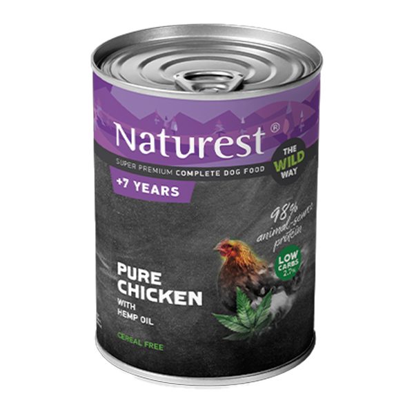 Naturest Mature Chicken with Hemp Oil +7 Years 400gr - Κονσέρβα Σκύλου με Κοτόπουλο & Έλαιο Κάνναβης