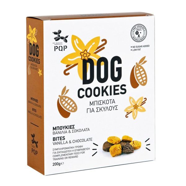 PQP Dog Cookies Bites Vanilla, Chocolate Μπισκότα Για Σκύλους Με Βανίλια, Σοκολάτα 200gr
