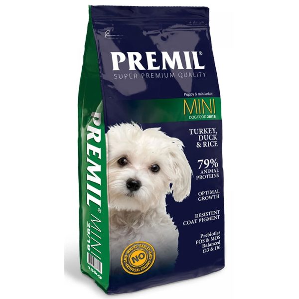 Premil Mini Super Premium 15kg Ξηρά Τροφή Για Σκύλους Μικρών Φυλών Γαλοπούλα, Πάπια, Ρυζι
