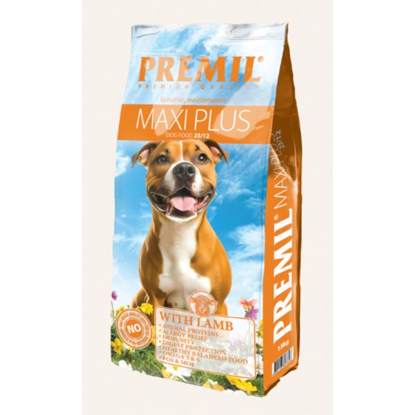 Premil Maxi Plus Ξηρά Τροφή Για Σκύλους Κοτόπουλο, Αρνί, Βοδινό 15kg