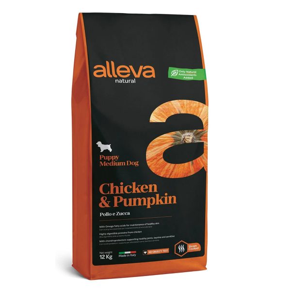 Alleva Natural Puppy Medium Κοτόπουλο Κολοκύθα 12kg