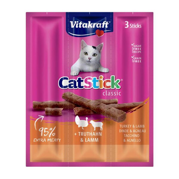 Vitakraft Cat Stick Classic Σνακ Για Γάτες Γαλοπούλα Αρνί 3 Sticks 18gr