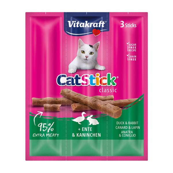 Vitakraft Cat Stick Classic Σνακ Για Γάτες Πάπια Κουνέλι 3 Sticks 18gr
