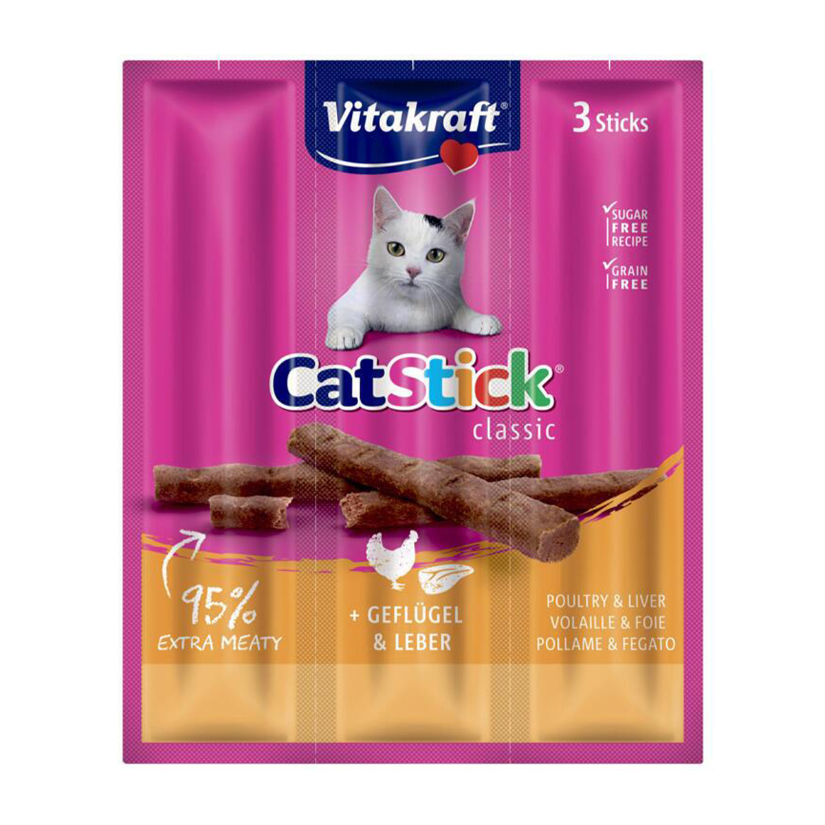 Untitled-1 Vitakraft Cat Stick Classic Σνακ Για Γάτες Πουλερικά Συκώτι 3 Sticks 18gr - Image 1