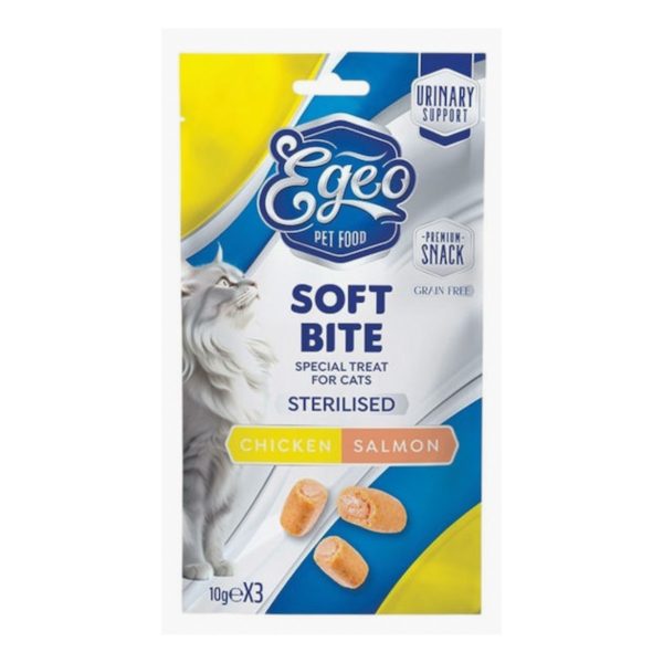 Egeo Cat Μαλακές Μπουκίτσες Για Στειρωμένες Γάτες Κοτόπουλο & Σολομός 30gr