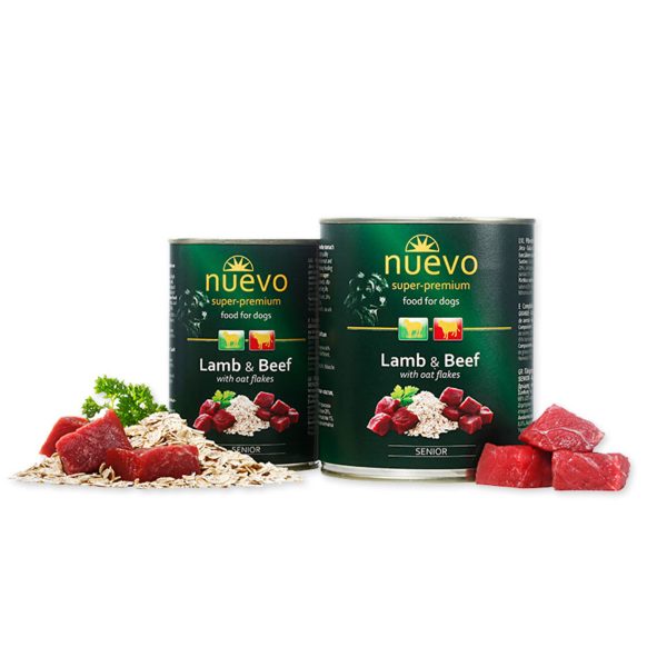 Nuevo Dog Senior 400gr Αρνί, Μοσχάρι, Νιφάδες Βρώμης Super Premium Adult Υγρή Τροφή Σε Κονσέρβα Αρνί, Μοσχάρι, Νιφάδες Βρώμης 400gr