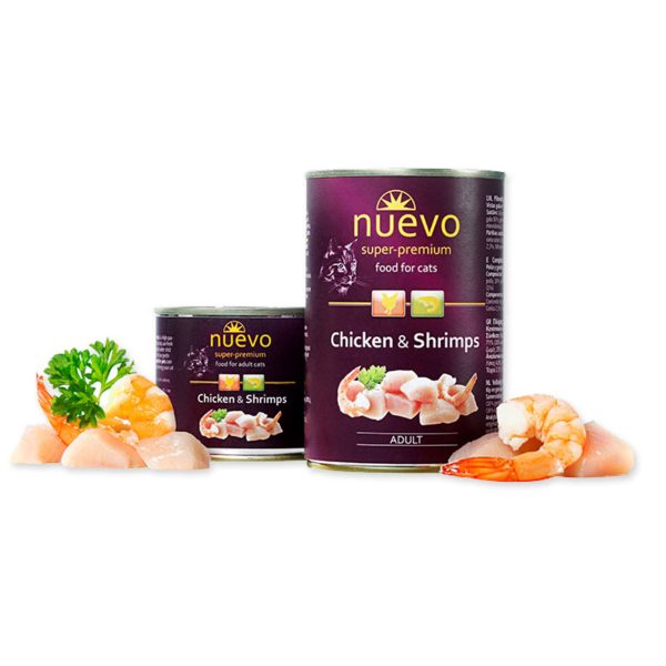 Nuevo Cat 400gr  Κοτόπουλο Και Γαρίδες Super Premium Adult Υγρή Τροφή Σε Κονσέρβα