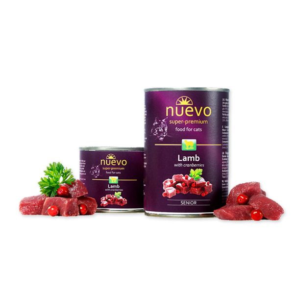 Nuevo Senior Cat 400gr Αρνί, Cranberries  Super Premium Adult Υγρή Τροφή Σε Κονσέρβα Αρνί, Cranberries