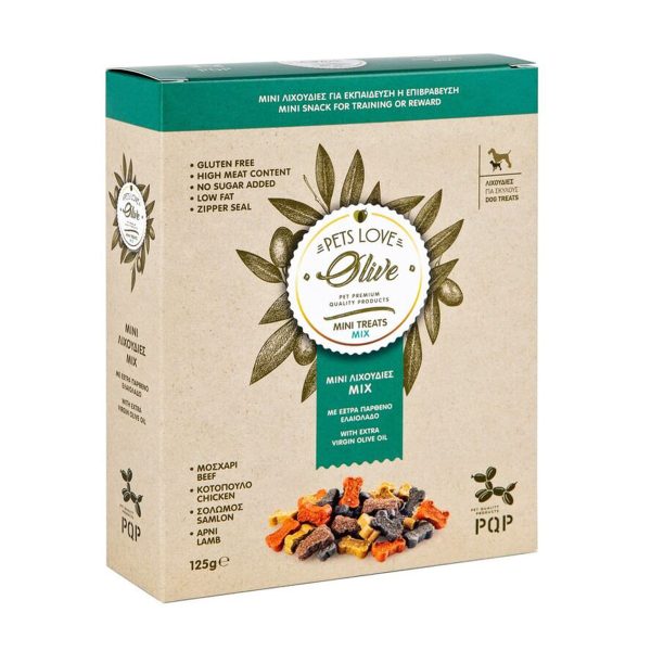 PQP Μίνι Λιχουδιές Κοκκαλάκι Mix Μοσχάρι, Κοτόπουλο, Αρνί, Σολομός Και Έξτρα Παρθένο Ελαιόλαδο 125g