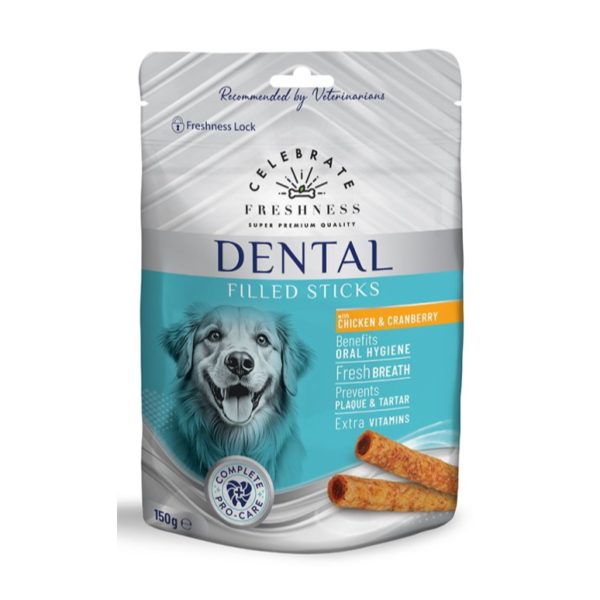 Celebrate Freshness Οδοντικά Γεμιστά Στικ Για Σκύλους Κοτόπουλο & Cranberry 150gr