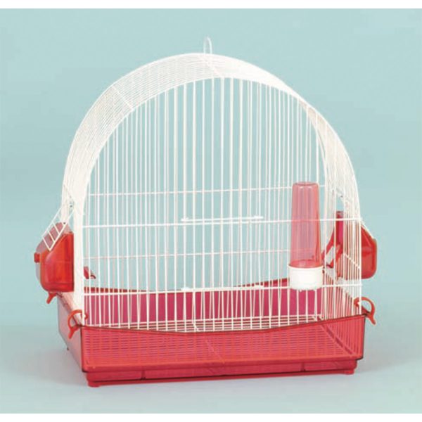EL PLAST Κλουβί Πουλιών Λευκό με Κόκκινη Βάση Lux
