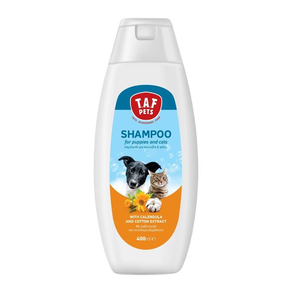 TAF Pets Shampoo Puppies Cats Σαμπουάν Για Κουτάβια & Γάτες Kαλέντουλα & Eκχύλισμα Bαμβακιού 400ml