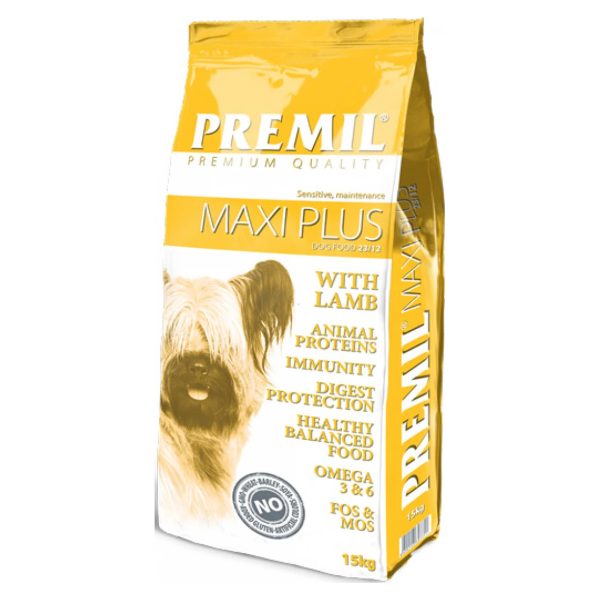 Premil Maxi Plus 15kg Ξηρά Τροφή Για Ενήλικα Σκυλιά Μικρών Και Μεσαίων Φυλών Αρνί, Κοτόπουλο, Βοδινό