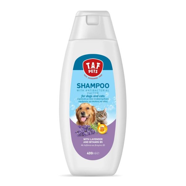 TAF Pets Shampoo Αντιβακτηριακό Σαμπουάν Για Σκύλους & Γάτες Λεβάντα & Βιταμίνη B5 400ml