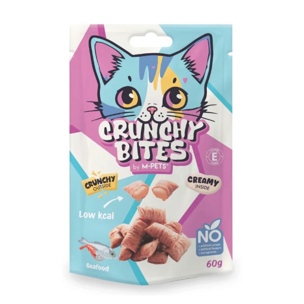M-PETS Crunchy Bites Λιχουδιά Για Γάτες Ψαρικά 60gr
