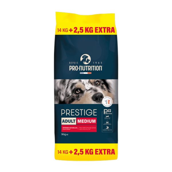 Pro Nutrition Prestige Adult Medium Ξηρά Τροφή Για Ενήλικους Σκύλους Μεσαίου Μεγέθους 14kg ( +2.5kg Δώρο )