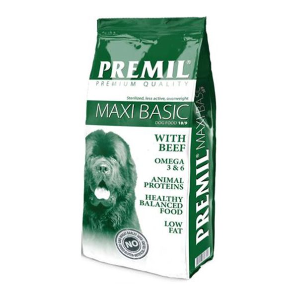 Premil Maxi Basic 15kg Ξηρά Τροφή Για Ενήλικους Σκύλους Όλων Των Φυλών Κοτόπουλο, Χοιρινό, Βοδινό